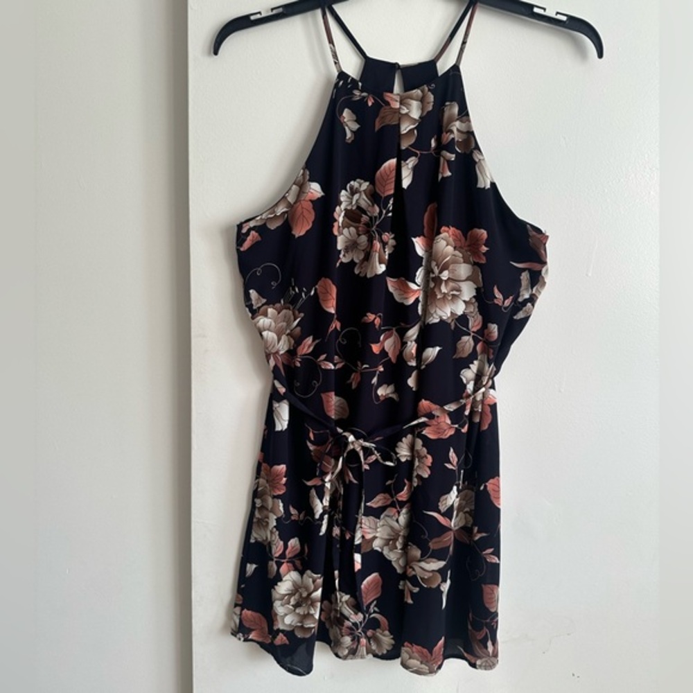 Papaya Black Dress with Floral Accents